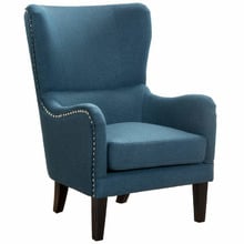 Blue High Back Fabric Armchair